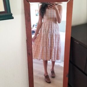 Pink Sleeveless Tiered Cotton Dress